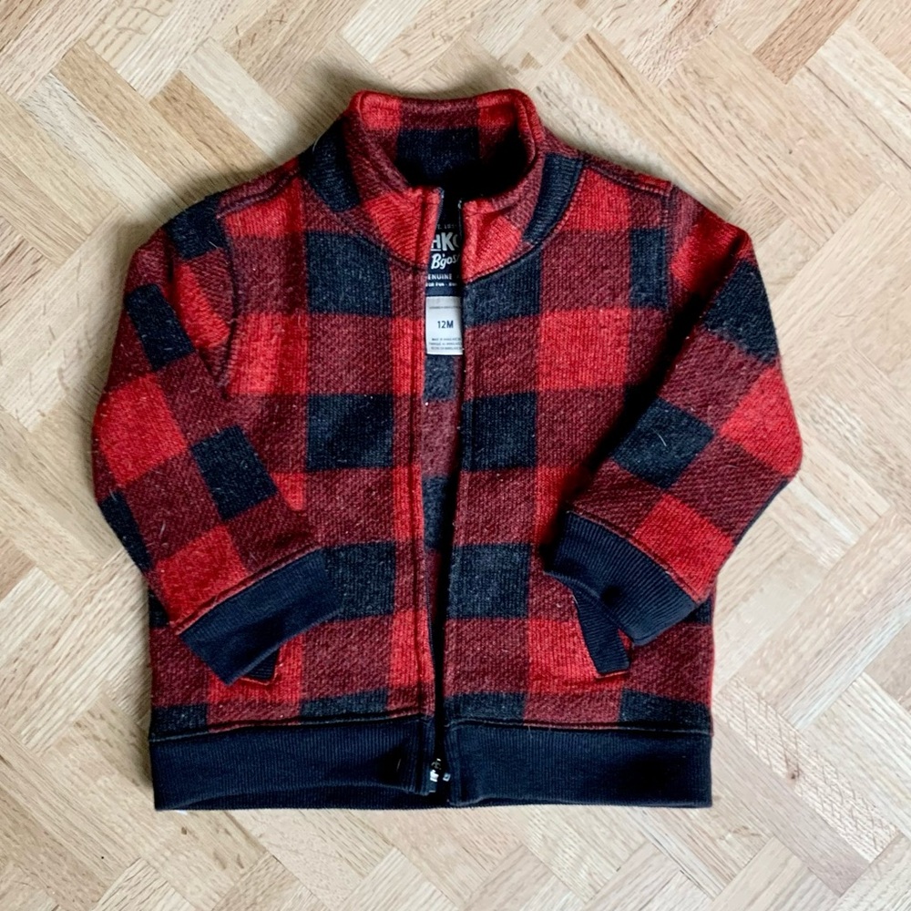 Oshkosh Plaid Fall Coat 12m